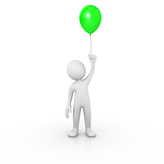 Man holding a green balloon