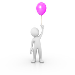 Man holding a purple balloon