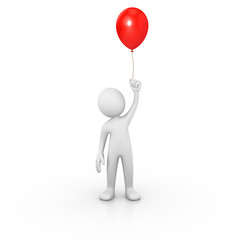 Man holding a red balloon