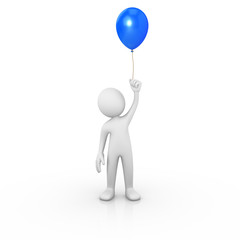 Man holding a blue balloon