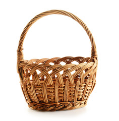 Fototapeta premium Empty wicker basket isolated on white