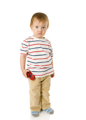 Boy holding toy