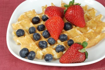 Belgian waffle with berries