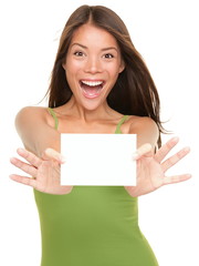 Gift card woman excited