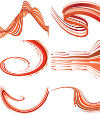 Set of backgrounds with red waves