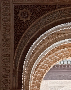 Layers of the marble arabesques in Alhambra