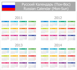 2011-2014 Type-1 Russian Calendar Mon-Sun