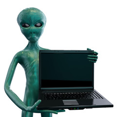 Alien with laptop