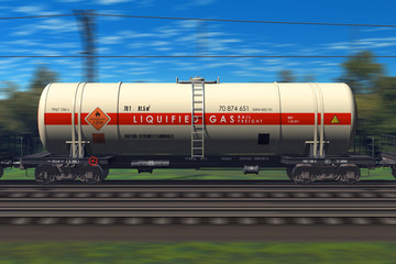 Fototapeta na wymiar Freight train with gasoline tanker cars