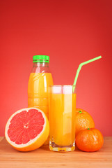 Fruits and glasses with juice