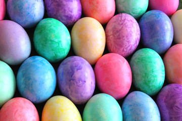 Colorful rows of Easter eggs