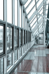 Glazed corridor in office center