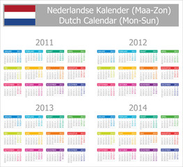 2011-2014 Type-1 Dutch Calendar Mon-Sun