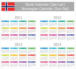 2011-2014 Type-1 Norwegian Calendar Sun-Sat