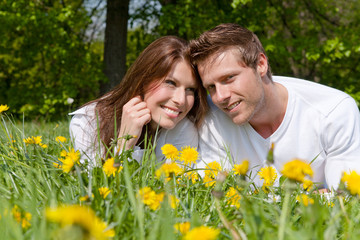 young couple in love spring summer