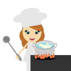 girl cook with potato