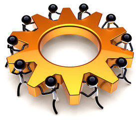 Teamwork process of business abstract. Workers dream team