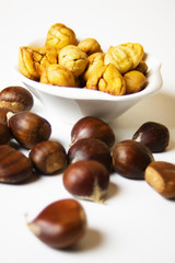 Cooked and raw chestnut