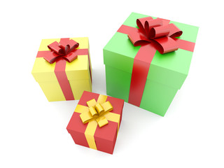Isolated boxes with gifts