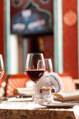 wine glasses on the table