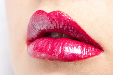 Red lips close-up