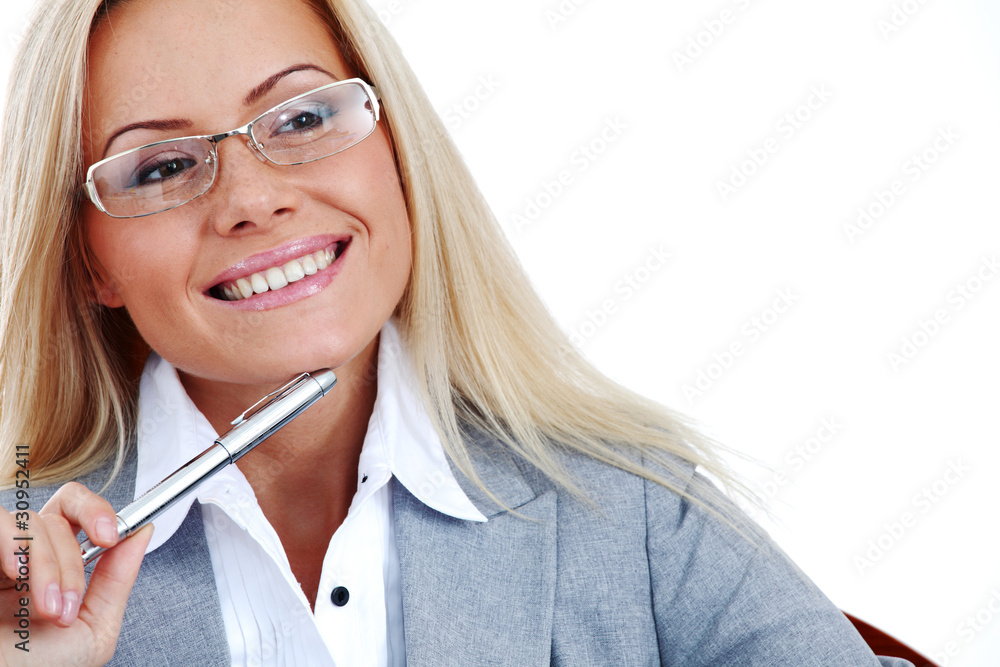 Poster business woman in glasses