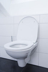 Toilette mit geöffnetem Deckel