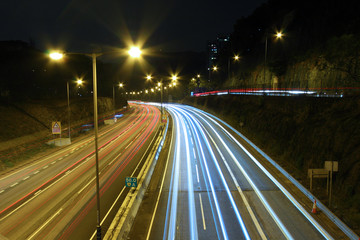 Fototapeta na wymiar Traffic through downtown of Hong Kong