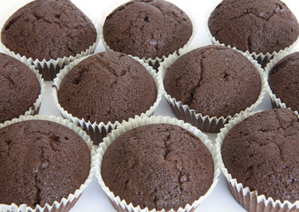 Field of chocolate muffins