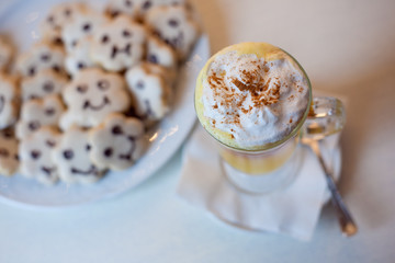 latte with biscuits