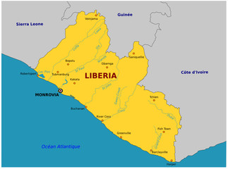 Carte du Liberia - obrazy, fototapety, plakaty