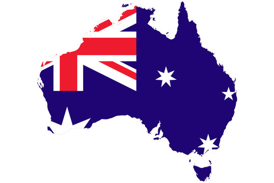Australia map background with flag.