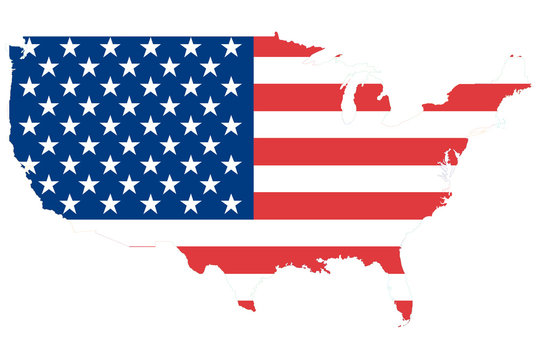 USA map background with flag.