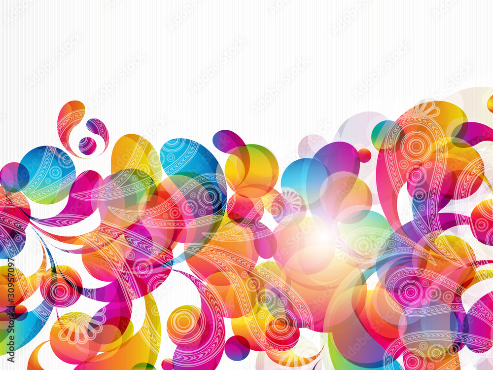 Poster Abstract background with bright circles and teardrop-shaped arch
