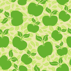 apples with leaves seamless background