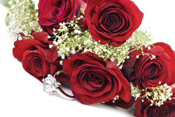 Engagement Ring With Red Roses