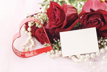 Red Roses And Heart With Gift Tag