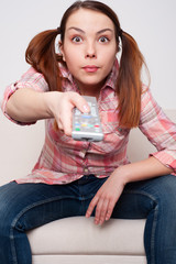 woman watching tv