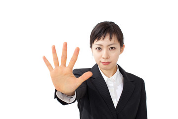 制止する女性