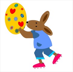Easter bunny with easter eggs, vector illustration