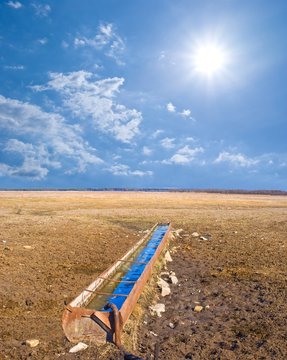water trough in a steppe