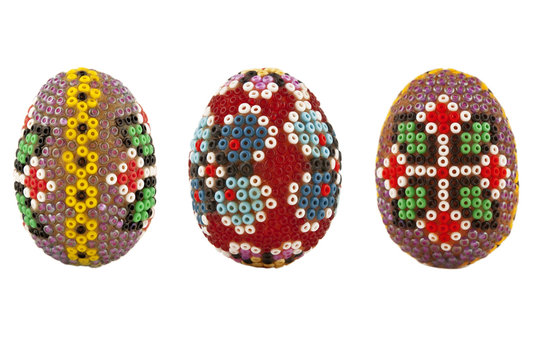 easter eggs decorated with beads
