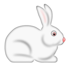 White Easter Bunny Side View Isolated White Background