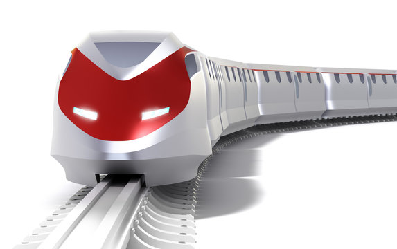 High speed train concept. Isolated on white