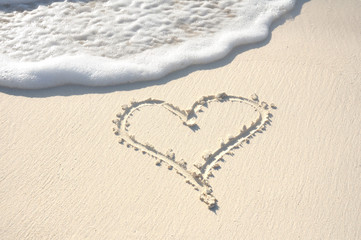 Heart Drawn in Sand on Beach