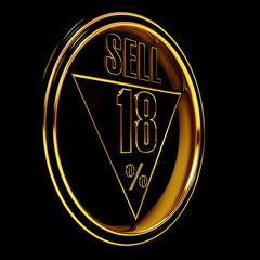 Gold metal eighteen Percent on black