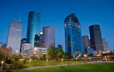 Poster Downtown Houston bei Nacht © oliclimb