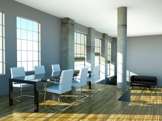 Loft grau weiss Perspektive Esszimmer