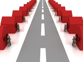 3d image of street with houses