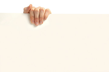 advertising: hand holding blank poster